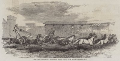 Das Pariser Hippodrom, Siebzehn Pferde gefahren von M. Martin von Harrison William Weir