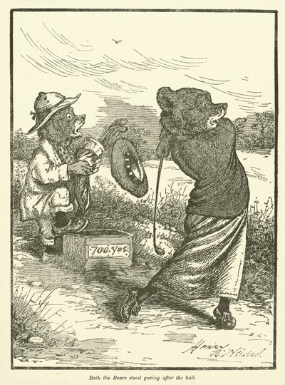 Bären spielen Golf (Farblithographie) von Harry B Neilson