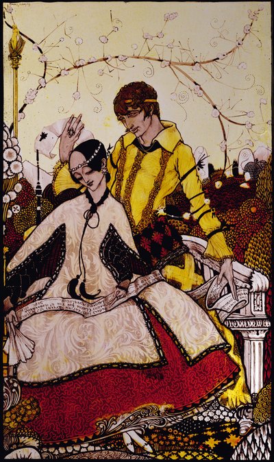 Sieben Hundstage ließen wir verstreichen, Königinnen in Glenmacnass benennen, Illustration von Harry Clarke aus 