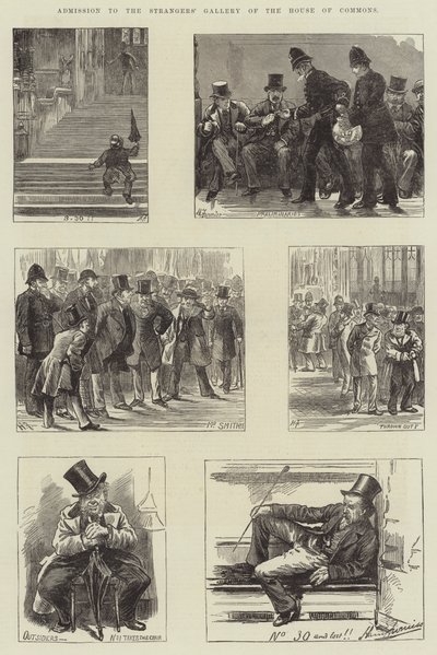 Eintritt in die Fremdengalerie des House of Commons von Harry Furniss