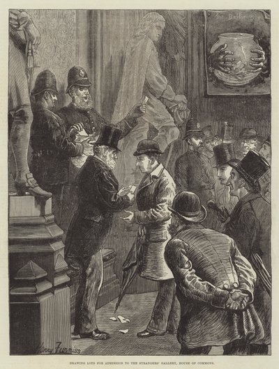 Auslosung für den Eintritt in die Fremdengalerie, House of Commons von Harry Furniss