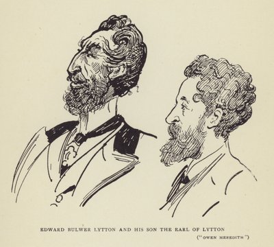 Edward Bulwer Lytton und sein Sohn, der Earl of Lytton, Owen Meredith von Harry Furniss