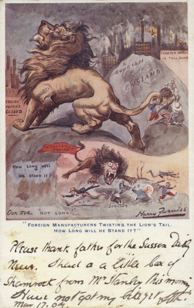 Ausländische Hersteller verdrehen dem Löwen den Schwanz. Wie lange wird er es ertragen? von Harry Furniss