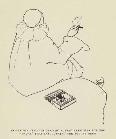 Einladungskarte entworfen von Aubrey Beardsley für das Smoke, das den Bodley Head einweihte von Harry Furniss