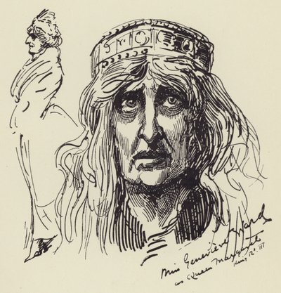 Miss Genevieve Ward als Königin Margaret von Harry Furniss