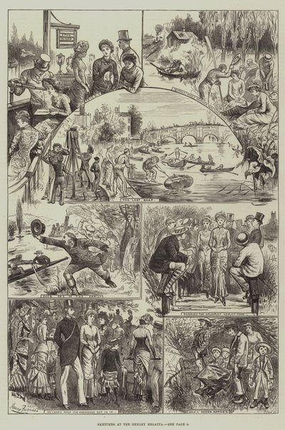 Skizzen bei der Henley-Regatta von Harry Furniss