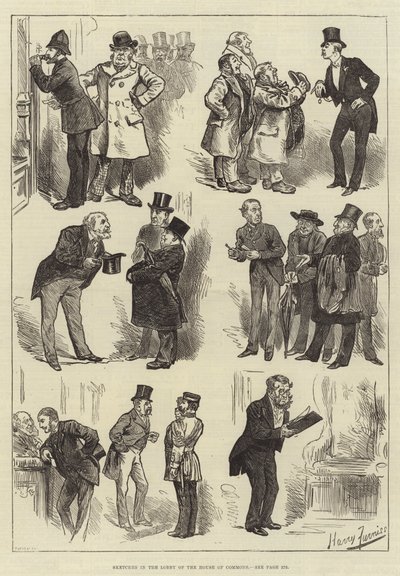 Skizzen in der Lobby des House of Commons von Harry Furniss