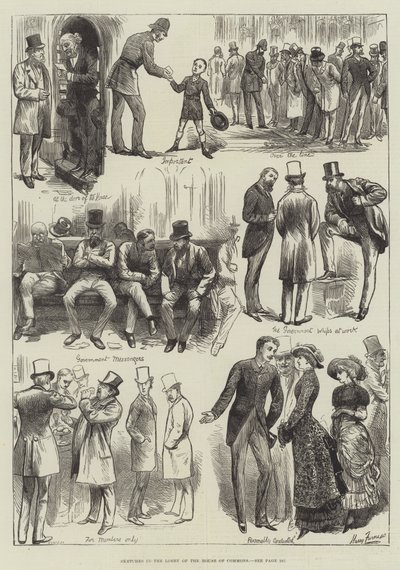 Skizzen in der Lobby des House of Commons von Harry Furniss