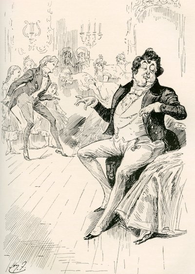 Die Turveydrops, Senior und Junior. Illustration von Harry Furniss für den Charles Dickens Roman Bleak House, aus der Testimonial Edition, veröffentlicht 1910. von Harry Furniss