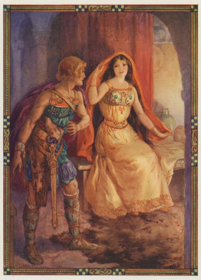 "Die Dame enthüllte ihr Gesicht", Die hässliche Dame und der tapfere Ritter von Harry George Theaker