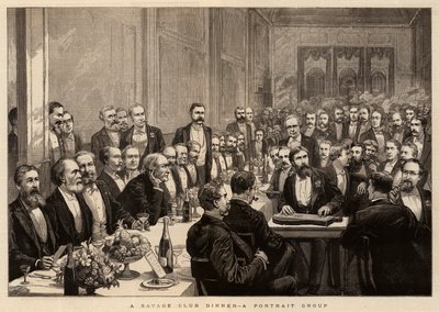 Ein Abendessen im Savage Club, eine Porträtgruppe von Harry Hamilton Johnston