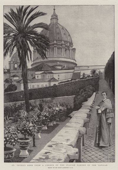 St. Peter vom Eck des italienischen Gartens des Vatikans gesehen von Harry Hamilton Johnston