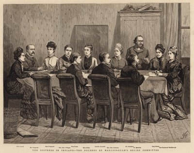 Die Not in Irland, das Hilfskomitee der Herzogin von Marlborough von Harry Hamilton Johnston