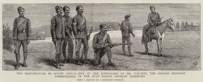 Die Unruhen in Südafrika, Männer der Leibwache von Mr. Osborne, dem britischen Resident Commissioner im Zulu Native Reserve Territory von Harry Hamilton Johnston