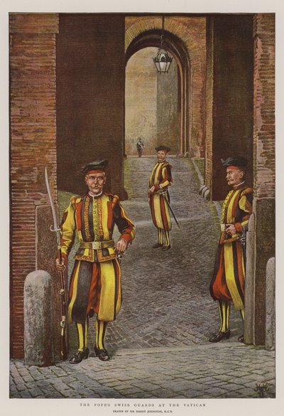 Die Schweizer Garde des Papstes im Vatikan von Harry Hamilton Johnston