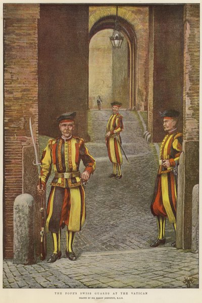 Die Schweizer Garde des Papstes im Vatikan von Harry Hamilton Johnston