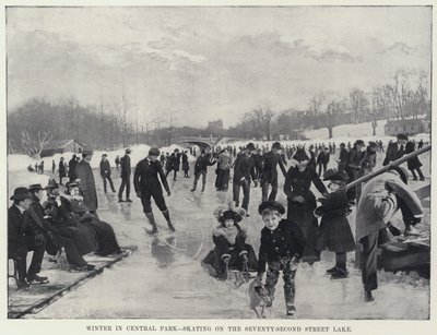 Winter im Central Park, Schlittschuhlaufen auf dem See der Zweiundsiebzigsten Straße von Harry M. Pettit