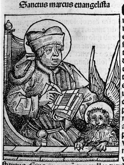 Darstellung des Evangelisten Markus. Gravur aus „Liber chronicarum“ (Nürnberger Chroniken) von Hartmann Schedel 1493 von Hartmann Schedel