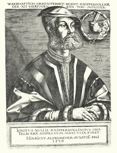 Bernhard Knipperdolling, deutscher Täuferführer und einer der Anführer des Münsteraner Aufstands von 1534-1535 von Heinrich (after) Aldegrever