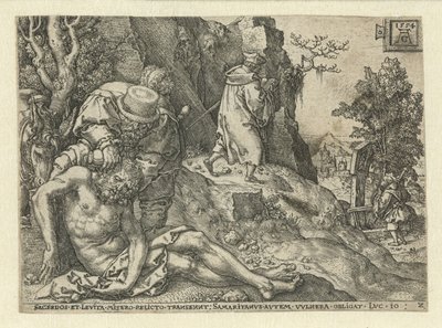 Barmherziger Samariter versorgt die Wunden von Heinrich Aldegrever