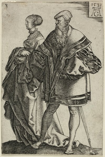 Tanzendes Paar, Platte drei aus Die großen Hochzeits-Tänzer von Heinrich Aldegrever