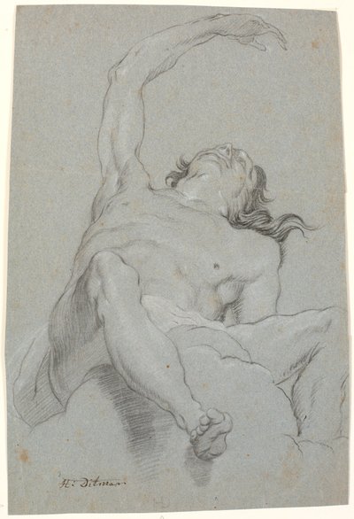 Nackter Mann, von unten gesehen. Studie für Figur in Deckenmalerei von Heinrich Dittmers