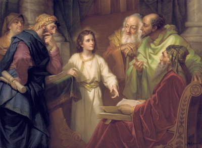 Plakette, die Christus im Tempel darstellt, spätes 19. - frühes 20. Jahrhundert von Heinrich Karl Hofmann