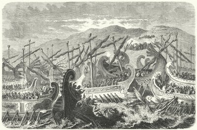 Schlacht von Salamis, 480 v. Chr. (Gravur) von Heinrich Leutemann