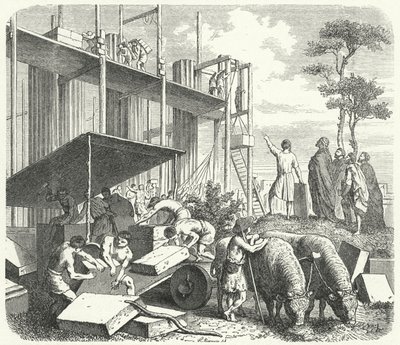 Bau eines Tempels auf dem Aventin-Hügel, Rom von Heinrich Leutemann