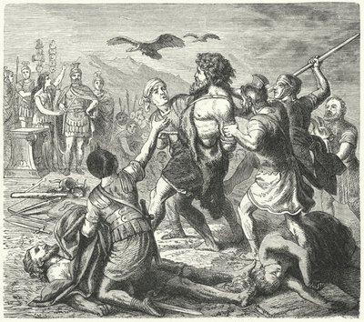 Gefangennahme von Tetobod, König der Teutonen, durch die Römer nach der Schlacht bei Aquae Sextiae von Heinrich Leutemann