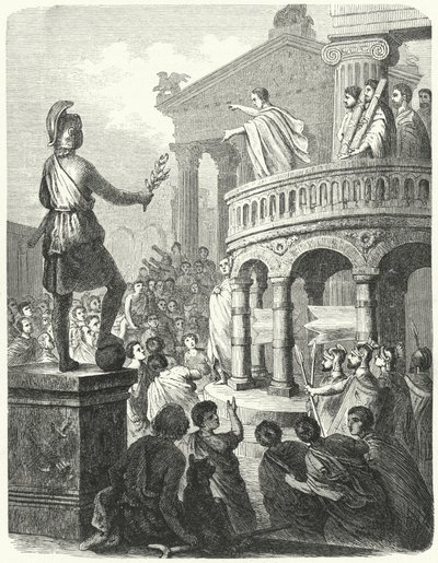 Cicero spricht zu den Menschen von Rom vom Rostra aus von Heinrich Leutemann