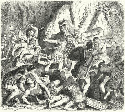 Untergang der römischen Gens Fabia in der Schlacht am Cremera, 477 v. Chr. von Heinrich Leutemann