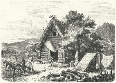 Altes deutsches Bauernhaus (Stich) von Heinrich Leutemann