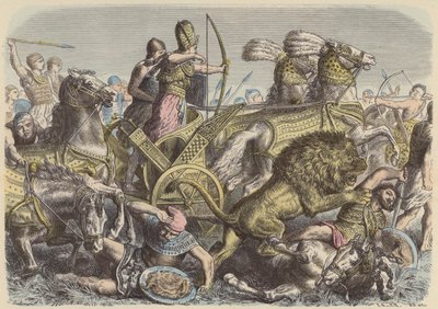 Ramses der Große von Ägypten auf dem Schlachtfeld von Heinrich Leutemann