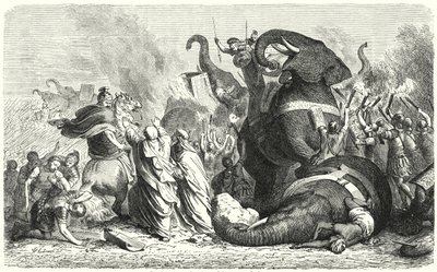 Die Schlacht von Asculum, 279 v. Chr. (Gravur) von Heinrich Leutemann
