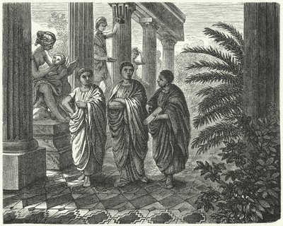 Der römische Kaiser Augustus, Gaius Maecenas und Vergil (Gravur) von Heinrich Leutemann