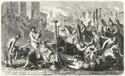 Die Römer rauben die Kunstschätze Griechenlands (Stich) von Heinrich Leutemann