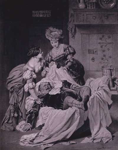 Szene aus Shakespeares Die lustigen Weiber von Windsor (Akt III, Szene 3) (Lithografie) von Heinrich Lossow