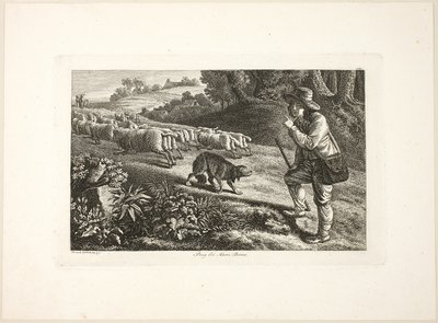 Arkadischer Hirtenjunge und seine Schafherde von Heinrich Reinhold