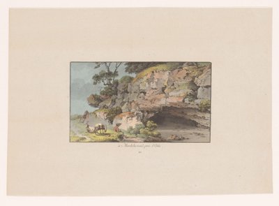 Ansicht eines Hirten mit Ziegen neben einer Höhle bei Montcherand von Heinrich Rieter