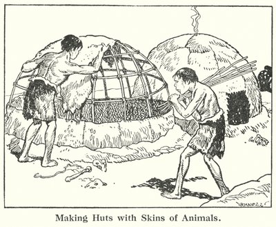 Hüttenbau mit Tierfellen von Helga von Cramm