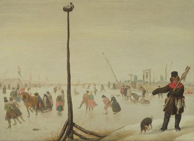 Ein Entenjäger und sein Hund in einer Winterlandschaft von Hendrick Avercamp