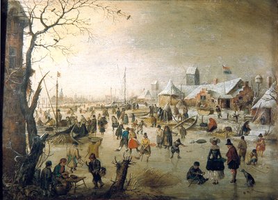 Winterlandschaft mit Schlittschuhläufern von Hendrick Avercamp