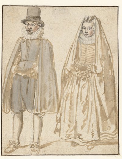 Stehender Mann und Frau, von vorne gesehen von Hendrick Avercamp