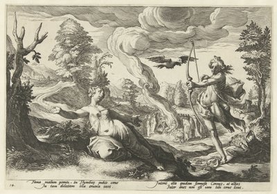 Apollo tötet Coronis (Serie: Ovids Metamorphosen) von Hendrick Goltzius (workshop of)