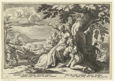 Clymene zeigt Phaëthon seinen Vater, den Sonnengott von Hendrick Goltzius (workshop of)