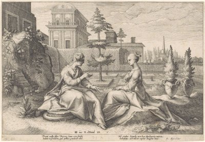 Juno nähert sich Semele in der Gestalt von Beroë (Metamorphosen von Ovid) von Hendrick Goltzius (workshop of)