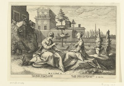Juno nähert sich Semele in der Gestalt von Beroë von Hendrick Goltzius (workshop of)
