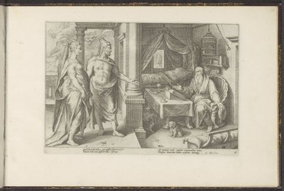 Juno und Jupiter fragen Tiresias um Rat von Hendrick Goltzius (workshop of)