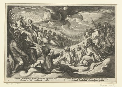 Jupiter ruft die olympischen Götter zusammen (Ovids Metamorphosen) von Hendrick Goltzius (workshop of)